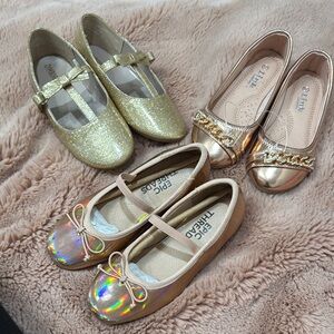 Gold and Rose Gold Girls' Ballet Flats Set